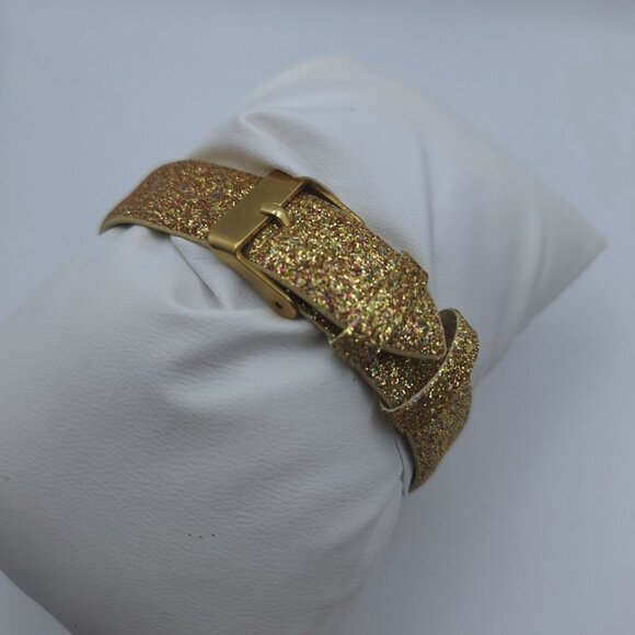 MSPCI Sparkly Gold Watch Working Adjustable Classic Shiny Glitter Band - Picture 3 of 5